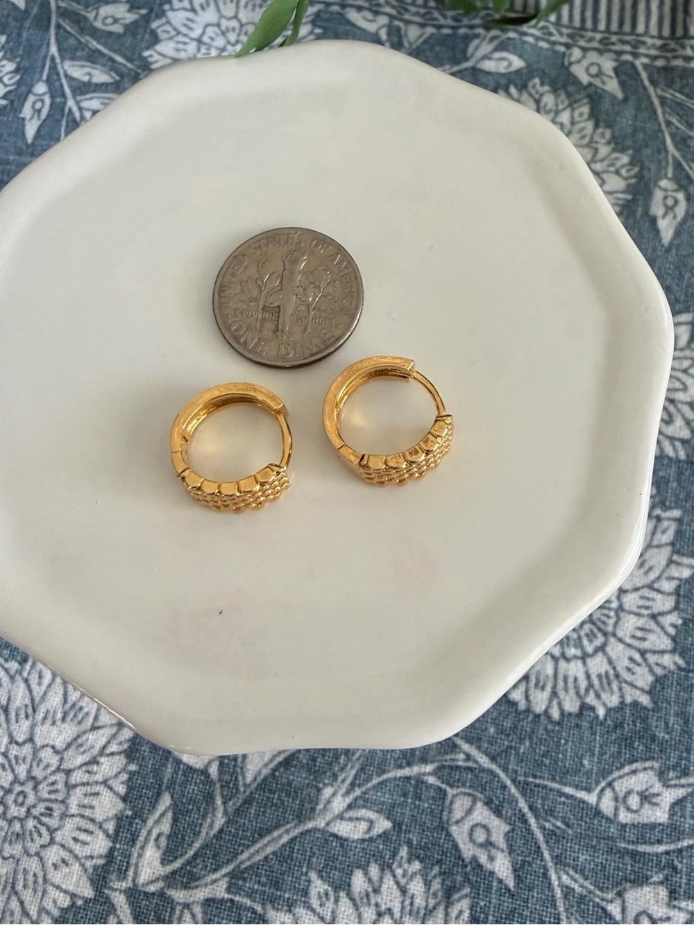 Must Have Gold Textured Huggie Hoop Earrings - Picture 3 of 5